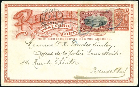 Stamp of Belgian Congo » Congo Belge 1894 « Mols » - Affranchissements 10c carmin sur entier postal de Rhodésie pour Brux