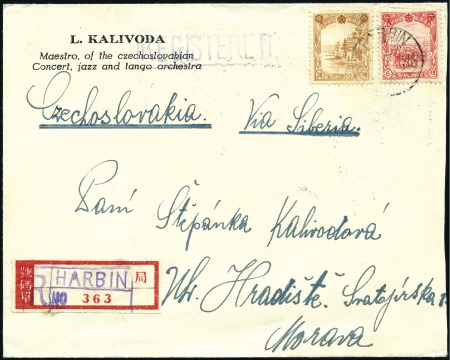 Stamp of China » China Provincial Issues » China Province Manchuria 1938 Registered cover to Bohemia & Moravia Protect