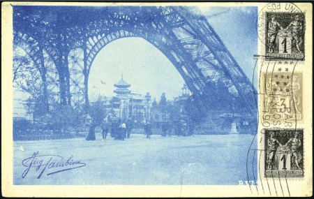 Stamp of France 1900 Picture postcard of the Eiffel Tower with Fre