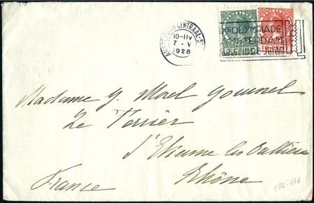Stamp of Netherlands 1928 (May 7) Envelope with 10c and 5c tied by spec