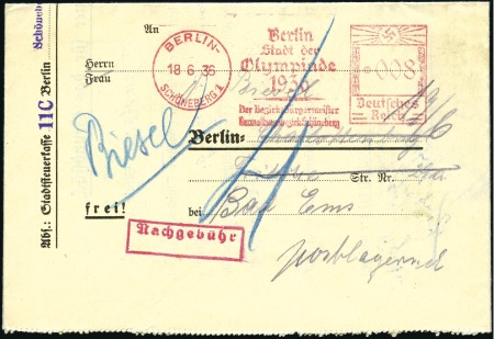 Stamp of Olympics Special Olympic machine town cancels in red: Attra