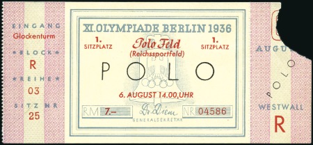 Stamp of Germany » German Empire » German Empire, 1933/45 Third Reich Group of memorabilia incl. Polo ticket (6th Aug) u