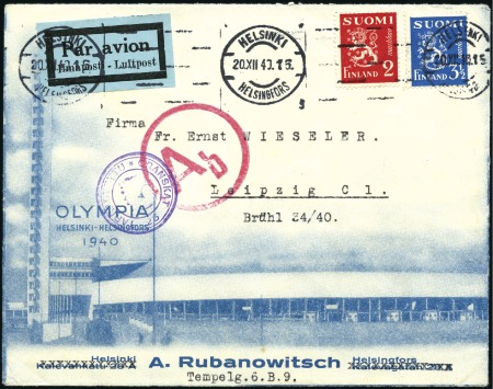 Stamp of Finland Olympics illustrated envelope depicting the stadiu