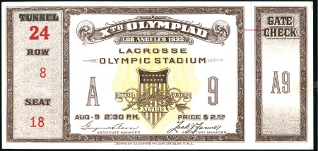 Stamp of United States Tickets: Lacrosse in the Olympic Stadium - three t