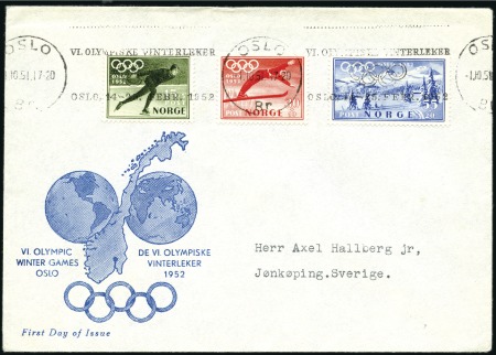 Stamp of Norway Added to 115323

1952 Oslo. Two FDCs, one with s