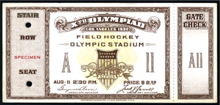 Stamp of United States Tickets: Field Hockey in the Olympic Stadium - Aug