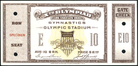 Stamp of United States Tickets: Gymnastics in the Olympic Stadium - Aug. 