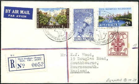 Stamp of Australia » Commonwealth of Australia REGISTERED LABELS: Envelope with rare "Main Stadiu