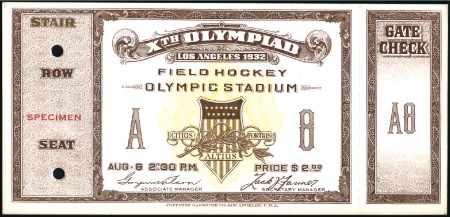 Stamp of United States Tickets: Field Hockey in the Olympic Stadium - Aug