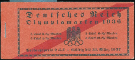 Stamp of Germany » German Empire » German Empire, 1933/45 Third Reich 1936 Olympic booklets, both variants, complete, ve