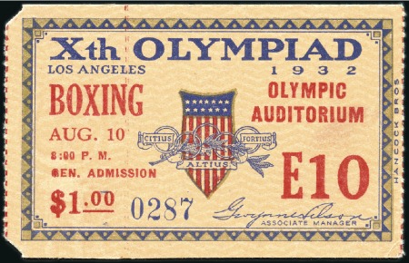 Stamp of Olympics » 1932 Los Angeles Tickets: Selection of eighteen small format ticket