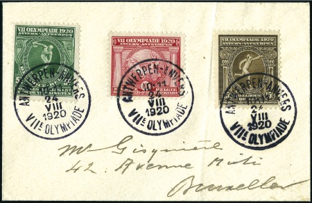 Stamp of Belgium 1920 (Aug 24) Small envelope with Olympic set of 3