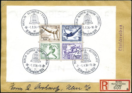 Stamp of Olympics Group of 13 registered covers incl. five pairs of 