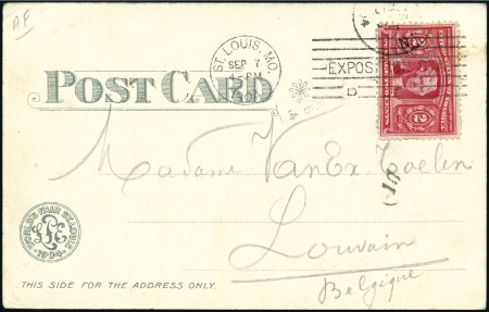 Stamp of United States 1904 World's Fair, group of 6 picture postcards of