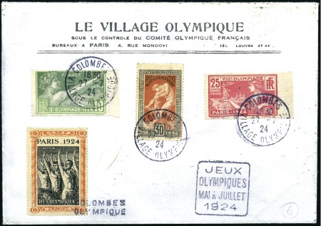 Stamp of France Olympic Village printed envelope with set of three