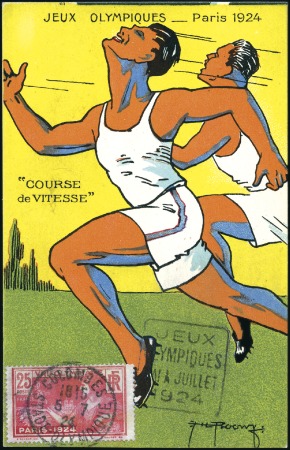 Stamp of France Illustrated postcard by Floowy depicting sprinters