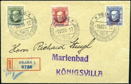 Stamp of Czechoslovakia Envelope sent registered with 1925 Olympic Congres