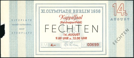 Stamp of Olympics Tickets: Selection of seven Official tickets for a
