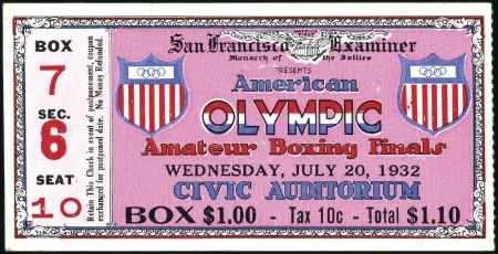 Stamp of Olympics Tickets: American Olympic Amateur Boxing Finals ti