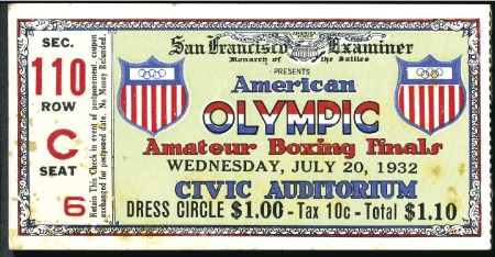 Stamp of Olympics Tickets: American Olympic Amateur Boxing Finals ti