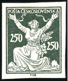 Stamp of Czechoslovakia » Czechoslovakia 1918-1939 1920 Selection of 86 proofs of Holubice (dove), Os