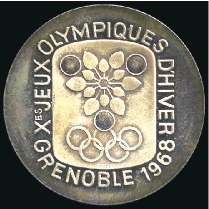 Stamp of France Two commemorative silver medallions, one showing d
