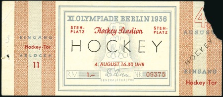 Stamp of Olympics Tickets: Selection of seven Official Hockey ticket