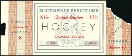 Stamp of Olympics Tickets: Selection of seven Official Hockey ticket