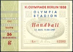 Stamp of Olympics Tickets: Selection of two Official Handball ticket