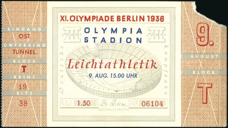 Stamp of Germany » German Empire » German Empire, 1933/45 Third Reich Tickets: Selection of eight Official Track & Field