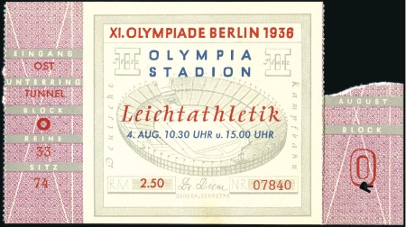 Stamp of Germany » German Empire » German Empire, 1933/45 Third Reich Tickets: Selection of eight Official Track & Field