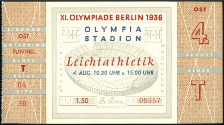 Stamp of Germany » German Empire » German Empire, 1933/45 Third Reich Tickets: Selection of eight Official Track & Field