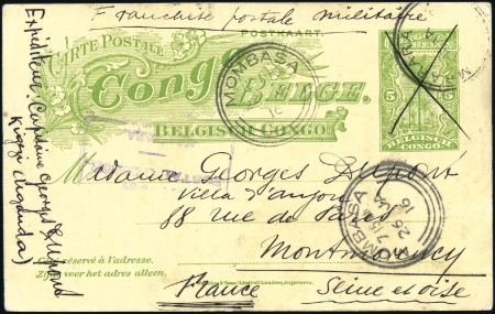 Stamp of Belgian Congo » Belgian Congo WWI 1914-1918 FORCES FRANÇAISES: Entier à 5c avec la mention "Fr