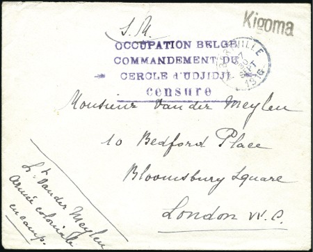 Stamp of Belgian Congo » Belgian Congo WWI 1914-1918 1916 Enveloppe de Kigoma pour Londres portant cach