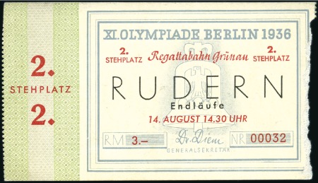 Stamp of Olympics Tickets: Selection of four Official Rowing tickets