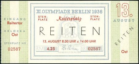 Stamp of Germany » German Empire » German Empire, 1933/45 Third Reich Tickets: Selection of two Official Horse Riding ti