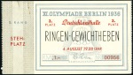 Stamp of Olympics Tickets: Selection of two Official Weightlifting t