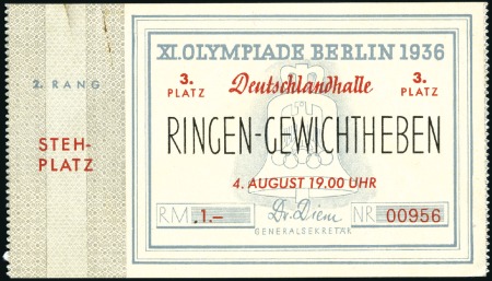 Stamp of Olympics Tickets: Selection of two Official Weightlifting t
