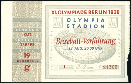 Stamp of Olympics Tickets: Selection of 12 various different Officia