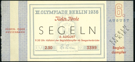 Stamp of Germany » German Empire » German Empire, 1933/45 Third Reich Tickets: Official ticket for the Sailing at "Kiele