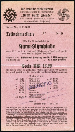 Stamp of Olympics Tickets: Excursion ticket to the canoeing event, u