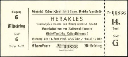 Stamp of Olympics Tickets: "Herakles" theatre event organised prior 
