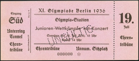 Stamp of Olympics Tickets: "Junioren-Wettkampte mint Konzert" on Jul