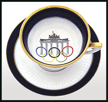 Stamp of Germany » German Empire » German Empire, 1933/45 Third Reich Cup and saucer, in cobalt blue and gilt, with Game