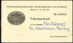 Stamp of Olympics » 1936 Berlin » Documents, Programmes, Tickets, etc. International Sports Physicians Congress in Berlin
