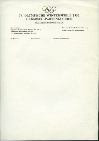 Stamp of Germany » German Empire » German Empire, 1933/45 Third Reich Organising Committee official headed letter paper,
