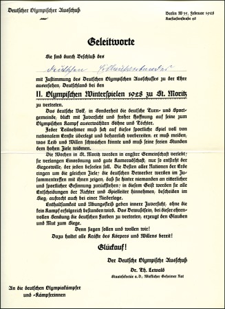 Stamp of Switzerland / Schweiz German Olympic Committee invitation to a participa