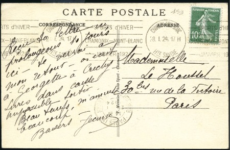 Stamp of France Cancels: Postcard franked Sower 10c tied by CHAMON