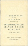 Stamp of Germany » German Empire » German Empire, 1933/45 Third Reich Olympic dinner menu for a meal hosted by the Organ