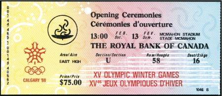 Stamp of Olympics » 1988 Calgary Tickets: Selection of 39 tickets for various event